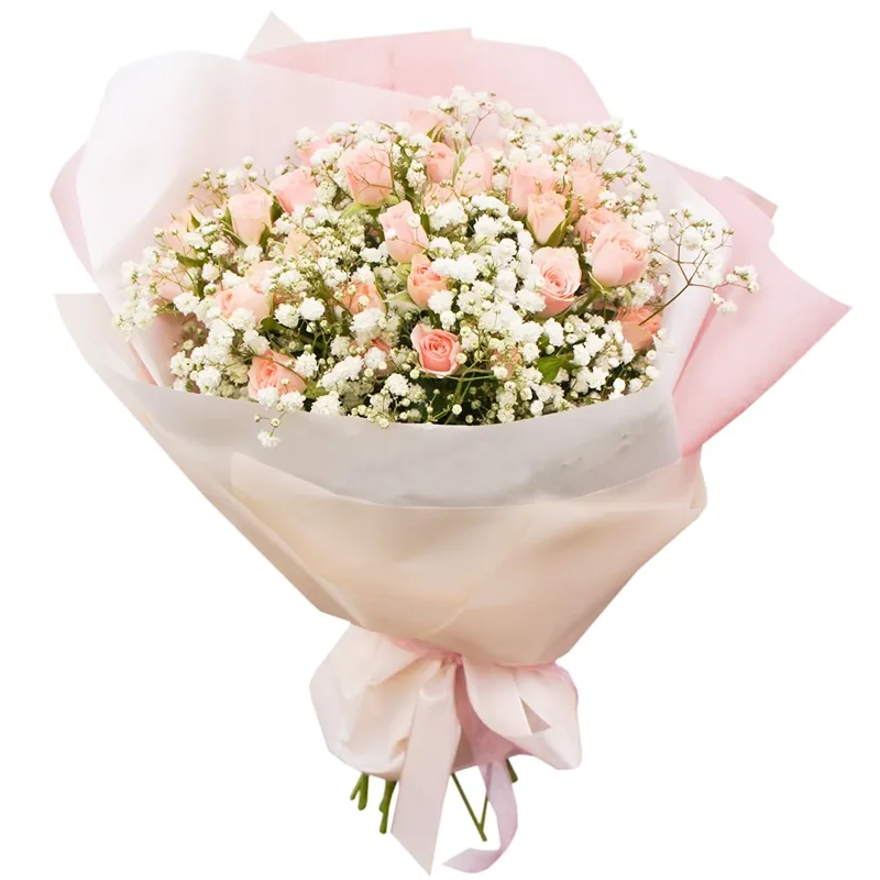 Букет из кустовых розовых роз (60 см)